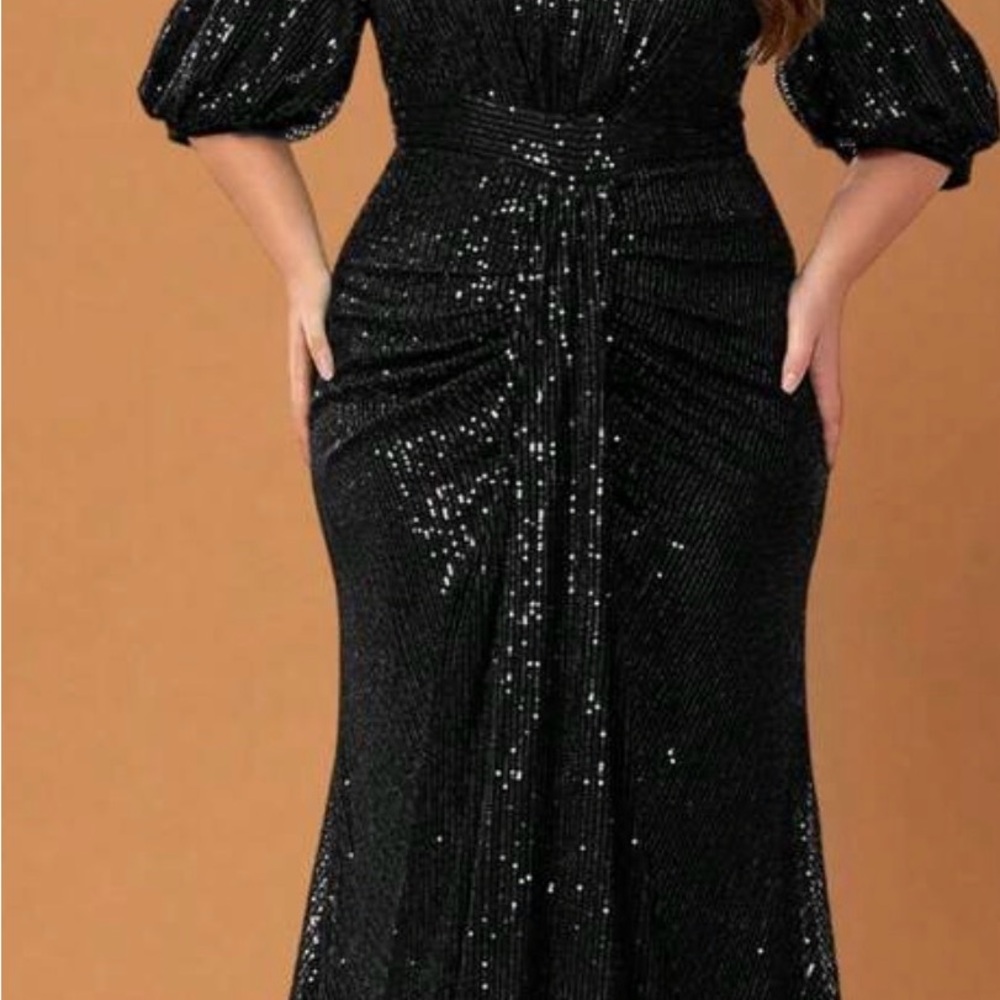 Elegant Black Sequin Evening Gown